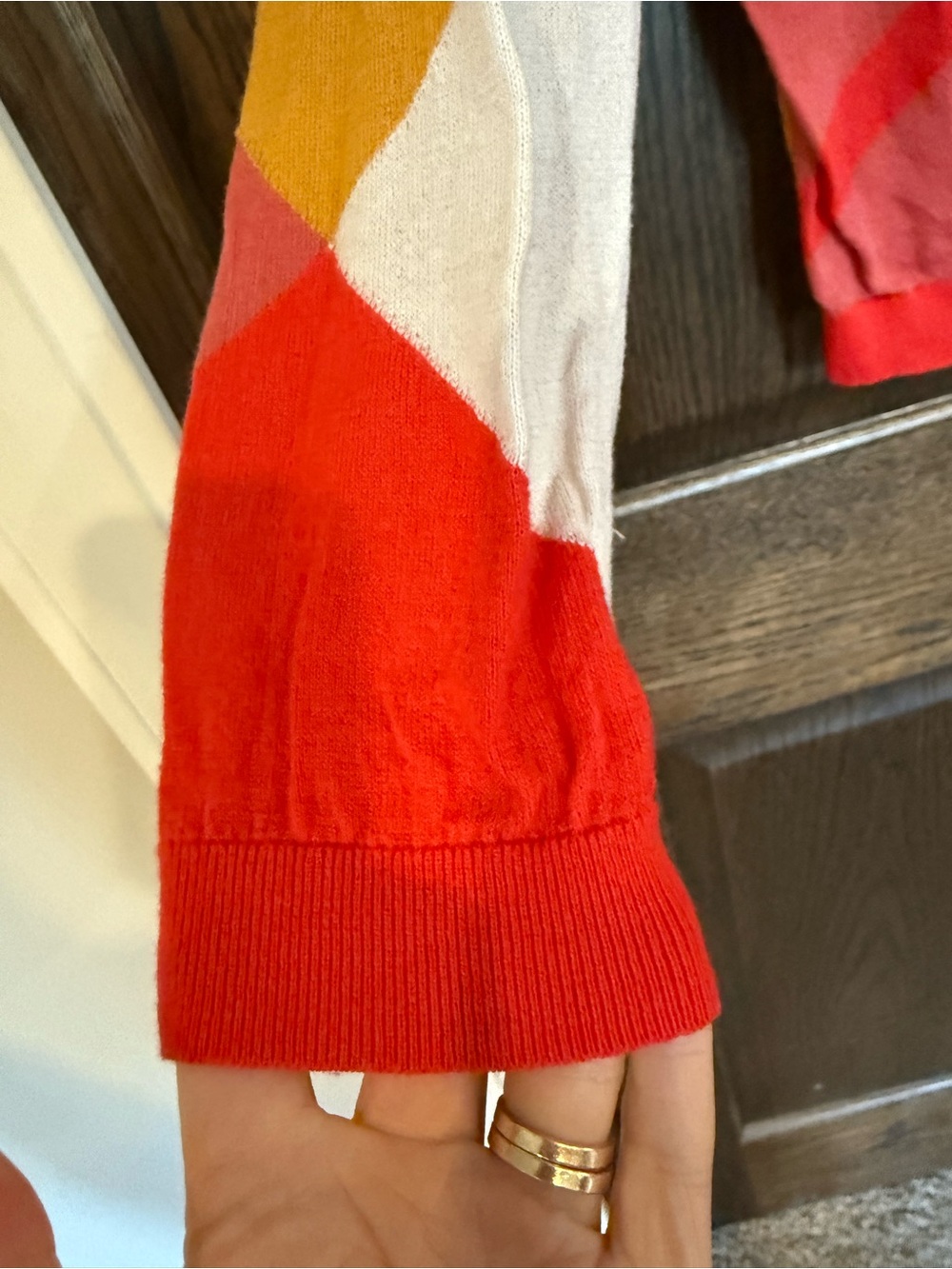 Boden Multicolor Geometric Crewneck Sweater — Red, Pink, Purple, Yellow, White - Picture 5 of 10